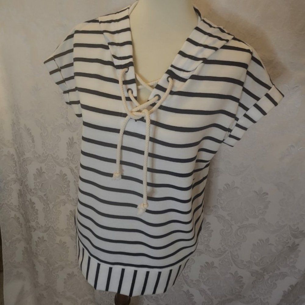 Jane and Delancey Striped Hoodie Top